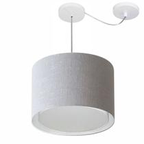 Lustre Pendente Cilíndrico Com Desvio Md-4312 Cúpula em Tecido 40x30cm Rustico Cinza - Bivolt Lustre Pendente Cilíndrico Com Desvio Md-4312 Cúpula em Tecido 40x30cm Rustico Cinza - Bivolt