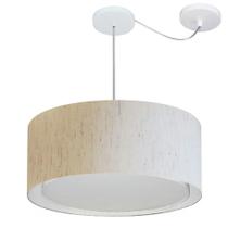 Lustre Pendente Cilíndrico Com Desvio Md-4314 Cúpula em Tecido 50x25cm Linho Bege - Bivolt