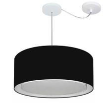 Lustre Pendente Cilíndrico Com Desvio Md-4314 Cúpula em Tecido 50x25cm Preto - Bivolt Lustre Pendente Cilíndrico Com Desvio Md-4314 Cúpula em Tecido 50x25cm Preto - Bivolt