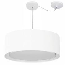 Lustre Pendente Cilíndrico Com Desvio Md-4317 Cúpula em Tecido 60x25cm Branco - Bivolt Lustre Pendente Cilíndrico Com Desvio Md-4317 Cúpula em Tecido 60x25cm Branco - Bivolt