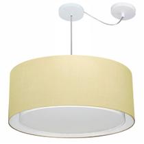 Lustre Pendente Cilíndrico Com Desvio Md-4318 Cúpula em Tecido 60x30cm Algodão Crú - Bivolt