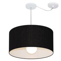 Lustre Pendente Cilíndrico Com Desvio Preto MJ-4232 Para Mesa de Jantar e Estar