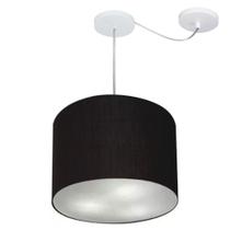 Lustre Pendente Cilíndrico Com Desvio Preto MJ-4258 Para Mesa de Jantar e Estar