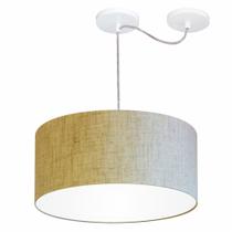 Lustre Pendente Cilíndrico Com Desvio Rustico Bege MJ-4151 Para Mesa de Jantar e Estar