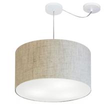 Lustre Pendente Cilíndrico Com Desvio Rustico Bege MJ-4167 Para Mesa de Jantar e Estar