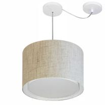 Lustre Pendente Cilíndrico Com Desvio Rustico Bege MJ-4312 Para Mesa de Jantar e Estar