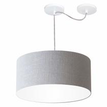 Lustre Pendente Cilíndrico Com Desvio Rustico Cinza MJ-4147 Para Mesa de Jantar e Estar