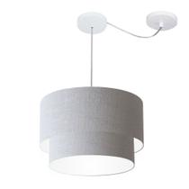 Lustre Pendente Cilíndrico Com Desvio Rustico Cinza MJ-4364 Para Mesa de Jantar e Estar