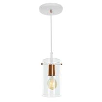 Lustre Pendente Cilindrico Cubo de vidro Branco Com Cobre Lustre Pendente Cilindrico Cubo de vidro Branco Com Cobre