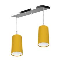 Lustre Pendente Cilindrico Duplo Base Retangular Amarelo Lustre Pendente Cilindrico Duplo Base Retangular Amarelo