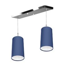 Lustre Pendente Cilindrico Duplo Base Retangular Azul