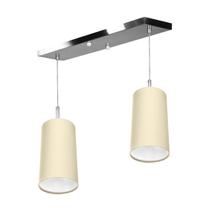 Lustre Pendente Cilindrico Duplo Base Retangular Bege