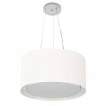 Lustre Pendente Cilíndrico Duplo Md-4123 Cúpula em Tecido 40x25cm Branco - Bivolt