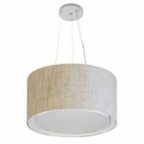 Lustre Pendente Cilíndrico Duplo Md-4123 Cúpula em Tecido 40x25cm Rustico Bege - Bivolt