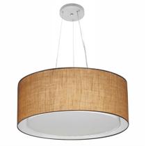 Lustre Pendente Cilíndrico Duplo Md-4124 Cúpula em Tecido 50x25cm Palha - Bivolt