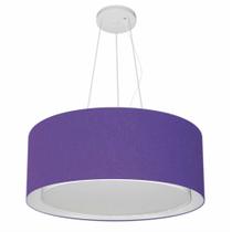 Lustre Pendente Cilíndrico Duplo Md-4124 Cúpula em Tecido 50x25cm Roxo - Bivolt