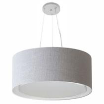 Lustre Pendente Cilíndrico Duplo Md-4124 Cúpula em Tecido 50x25cm Rustico Cinza - Bivolt