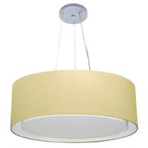 Lustre Pendente Cilíndrico Duplo Md-4126 Cúpula em Tecido 80x30cm Algodão Crú - Bivolt