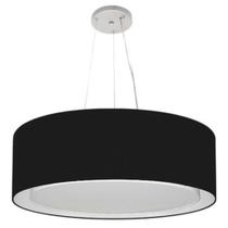 Lustre Pendente Cilíndrico Duplo Md-4126 Cúpula em Tecido 80x30cm Preto - Bivolt