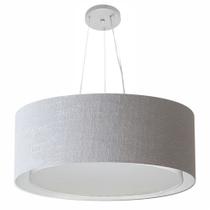 Lustre Pendente Cilíndrico Duplo Md-4126 Cúpula em Tecido 80x30cm Rustico Cinza - Bivolt