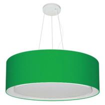 Lustre Pendente Cilíndrico Duplo Md-4126 Cúpula em Tecido 80x30cm Verde Folha - Bivolt