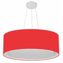 Lustre Pendente Cilíndrico Duplo Md-4126 Cúpula em Tecido 80x30cm Vermelho - Bivolt