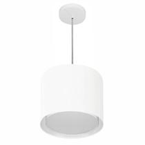 Lustre Pendente Cilíndrico Duplo Md-4284 Cúpula em Tecido 30x30cm Branco - Bivolt