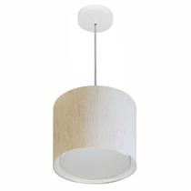 Lustre Pendente Cilíndrico Duplo Md-4284 Cúpula em Tecido 30x30cm Linho Bege - Bivolt