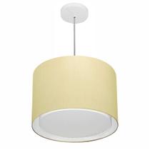 Lustre Pendente Cilíndrico Duplo Md-4286 Cúpula em Tecido 40x30cm Algodão Crú - Bivolt