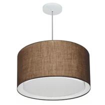 Lustre Pendente Cilíndrico Duplo Md-4287 Cúpula em Tecido 45x30cm Café - Bivolt