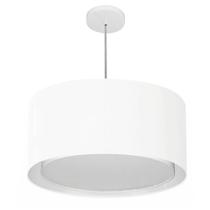 Lustre Pendente Cilíndrico Duplo Md-4288 Cúpula em Tecido 50x30cm Branco - Bivolt