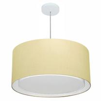 Lustre Pendente Cilíndrico Duplo Md-4289 Cúpula em Tecido 55x30cm Algodão Crú - Bivolt