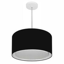 Lustre Pendente Cilíndrico Duplo Md-4290 Cúpula em Tecido 40x25cm Preto - Bivolt