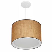 Lustre Pendente Cilíndrico Duplo Md-4292 Cúpula em Tecido 40x30cm Palha - Bivolt Lustre Pendente Cilíndrico Duplo Md-4292 Cúpula em Tecido 40x30cm Palha - Bivolt