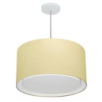 Lustre Pendente Cilíndrico Duplo Md-4293 Cúpula em Tecido 45x30cm Algodão Crú - Bivolt Lustre Pendente Cilíndrico Duplo Md-4293 Cúpula em Tecido 45x30cm Algodão Crú - Bivolt