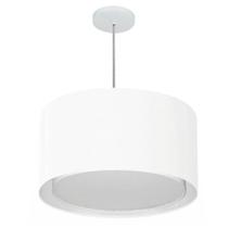 Lustre Pendente Cilíndrico Duplo Md-4293 Cúpula em Tecido 45x30cm Branco - Bivolt