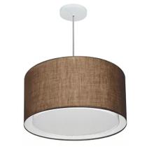 Lustre Pendente Cilíndrico Duplo Md-4293 Cúpula em Tecido 45x30cm Café - Bivolt Lustre Pendente Cilíndrico Duplo Md-4293 Cúpula em Tecido 45x30cm Café - Bivolt