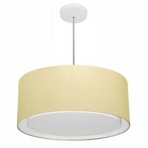 Lustre Pendente Cilíndrico Duplo Md-4294 Cúpula em Tecido 50x25cm Algodão Crú - Bivolt