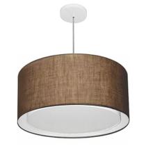 Lustre Pendente Cilíndrico Duplo Md-4295 Cúpula em Tecido 50x30cm Café - Bivolt