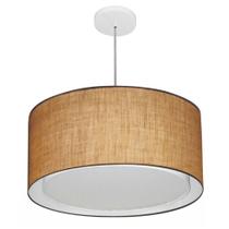 Lustre Pendente Cilíndrico Duplo Md-4295 Cúpula em Tecido 50x30cm Palha - Bivolt Lustre Pendente Cilíndrico Duplo Md-4295 Cúpula em Tecido 50x30cm Palha - Bivolt