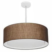 Lustre Pendente Cilíndrico Duplo Md-4297 Cúpula em Tecido 60x25cm Café - Bivolt