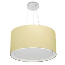 Lustre Pendente Cilíndrico Duplo Md-4299 Cúpula em Tecido 45x30cm Algodão Crú - Bivolt