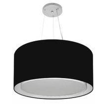 Lustre Pendente Cilíndrico Duplo Md-4300 Cúpula em Tecido 50x30cm Preto - Bivolt