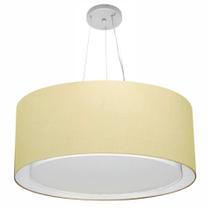 Lustre Pendente Cilíndrico Duplo Md-4302 Cúpula em Tecido 60x30cm Algodão Crú - Bivolt
