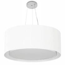 Lustre Pendente Cilíndrico Duplo Md-4302 Cúpula em Tecido 60x30cm Branco - Bivolt