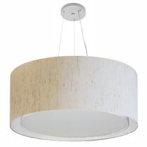 Lustre Pendente Cilíndrico Duplo Md-4302 Cúpula em Tecido 60x30cm Linho Bege - Bivolt