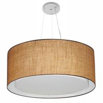 Lustre Pendente Cilíndrico Duplo Md-4302 Cúpula em Tecido 60x30cm Palha - Bivolt