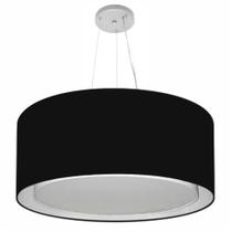 Lustre Pendente Cilíndrico Duplo Md-4302 Cúpula em Tecido 60x30cm Preto - Bivolt
