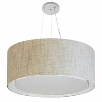 Lustre Pendente Cilíndrico Duplo Md-4303 Cúpula em Tecido 70x30cm Rustico Bege - Bivolt