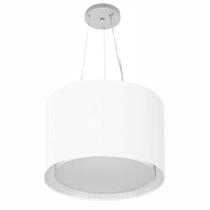 Lustre Pendente Cilíndrico Duplo Md-4304 Cúpula em Tecido 40x30cm Branco - Bivolt